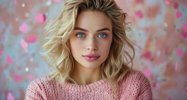 Woman With Blue Eyes and Blonde Hair photo