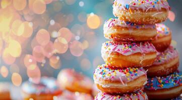 Stack of Sprinkled Donuts photo