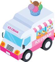 Isometric Ice Cream Truck vector