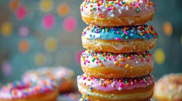 Stack of Sprinkled Donuts photo