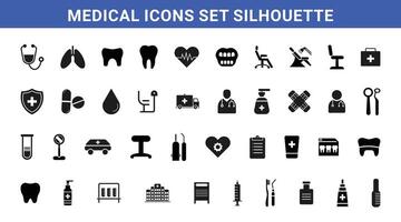 Medical Icons Set Silhouette vector