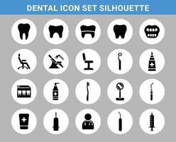 dental icon set silhouette vector