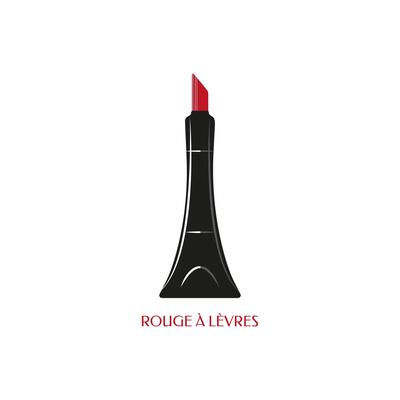 Red lipstic design graphic rouge a levres Parisian cosmetics luxury style