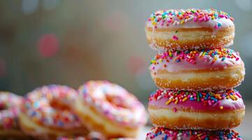 Stack of Sprinkled Donuts photo