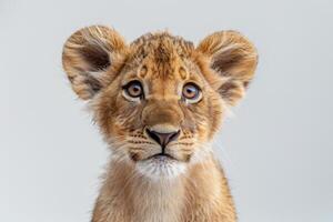 Young Lion Cub Staring at Camera photo