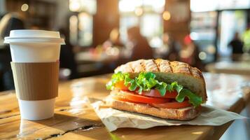 Close Up of a Sandwich on a Table photo