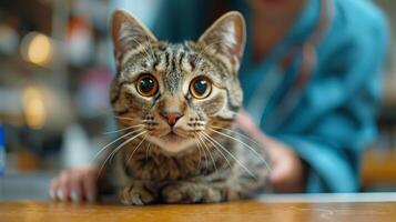 Cat Laying on Top of Bed With Eyes Closed photo