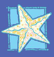 Illustration of starfish. Art in simple and stripped lines. vector