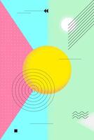 Abstract minimal summer poster. Aesthetic bright geometric shapes sun. Celebration party or sales advertising creative graphic placard concept. Modern trendy artwork asymmetrical design eps template vector