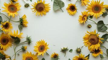 Group of Sunflowers With Green Leaves photo