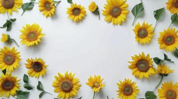Group of Sunflowers With Green Leaves photo