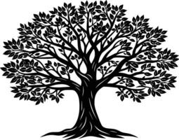 Tree with roots silhouette vector