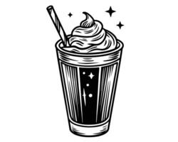Cream in a cup with straw vector