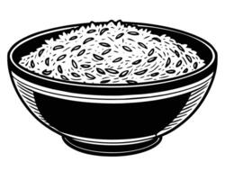 Rice in bowl isolated on white vector