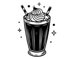 Cream in a cup with straw vector