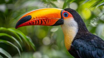 Colorful Toucan Perched on Tree Branch photo