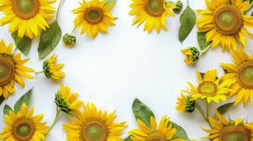 Group of Sunflowers With Green Leaves photo