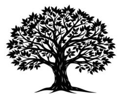 Tree with roots silhouette vector