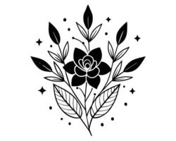 negro y blanco dalia flor vector