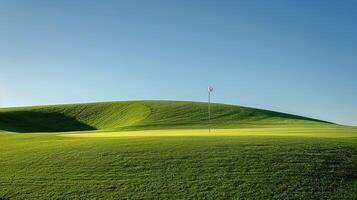 Green Field With Flag photo