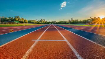 Tennis Court With Red Clay and White Lines photo