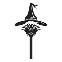 icon of a witch and a flying broomstick vector