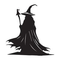 icon of a witch and a flying broomstick vector