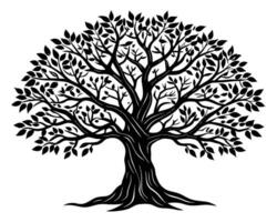 Tree with roots silhouette vector