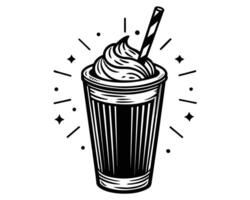 Cream in a cup with straw vector