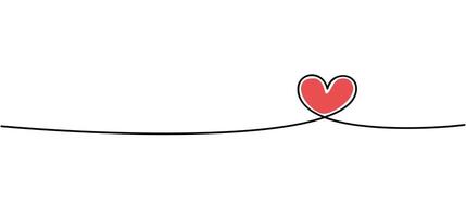 Heart linear drawing. Continuous line heart . Elegant and simple ribbon. vector