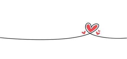 Heart linear drawing. Continuous line heart . Elegant and simple ribbon. vector