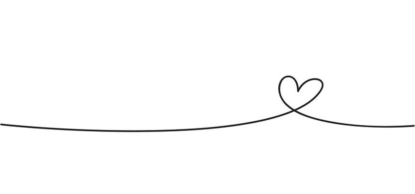 Heart linear drawing. Continuous line heart . Elegant and simple ribbon.