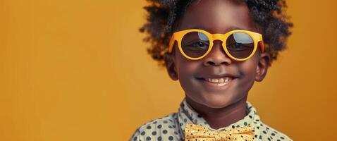 Little Boy in Sunglasses and Bow Tie photo