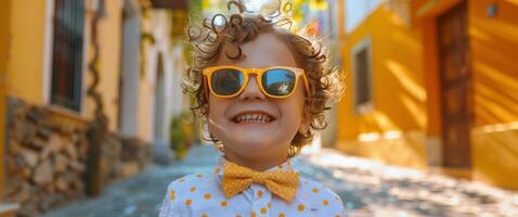 Little Boy in Sunglasses and Bow Tie photo