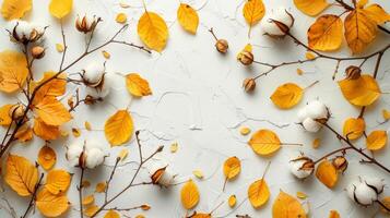 Autumn Leaves on a White Background photo