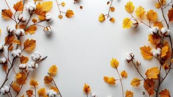 hojas de otoño sobre un fondo blanco foto