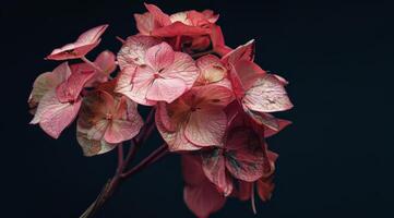 Pink Flower on Black Background photo