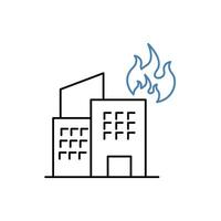 building fire concept line icon. Simple element illustration. building fire concept outline symbol design. vector