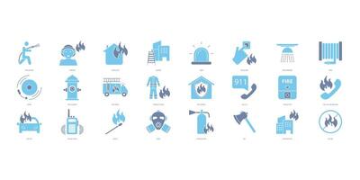 Firefighter icons set. Set of editable stroke icons.Set of Firefighter vector