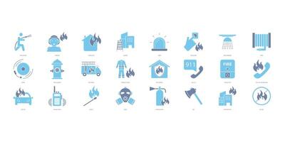Firefighter icons set. Set of editable stroke icons.Set of Firefighter vector
