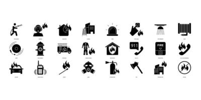 Firefighter icons set. Set of editable stroke icons.Set of Firefighter vector
