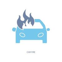 car fire concept line icon. Simple element illustration. car fire concept outline symbol design. vector