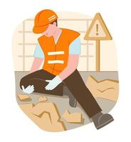 Worker Man Injured from Accident in Construction Site for Accidental Concept Illustration vector