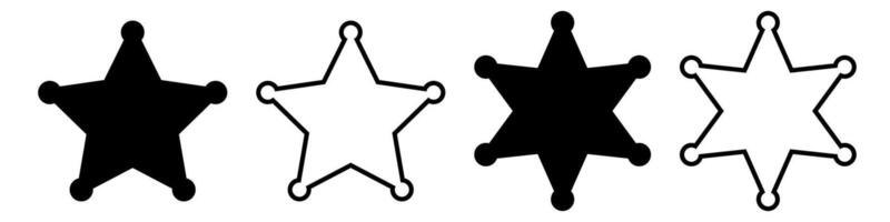 Sheriff star icon set vector