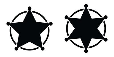 Sheriff star icon set vector