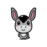 cute chibi donkey smiling happily vector