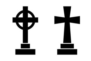 lápida sepulcral silueta icono símbolo conjunto vector