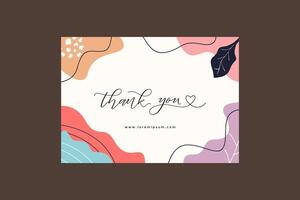 Aesthetic Thank You Card Template With Leaves vector