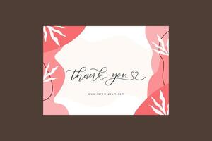 Aesthetic Thank You Card Template With Leaves vector