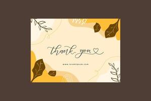 Aesthetic Thank You Card Template With Leaves vector